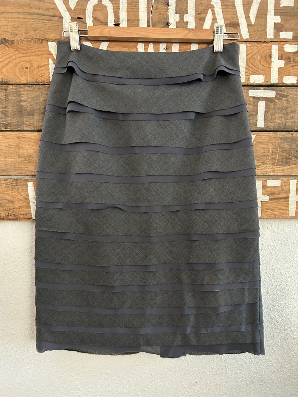 White House Black Market Gray Layered Pencil Skirt